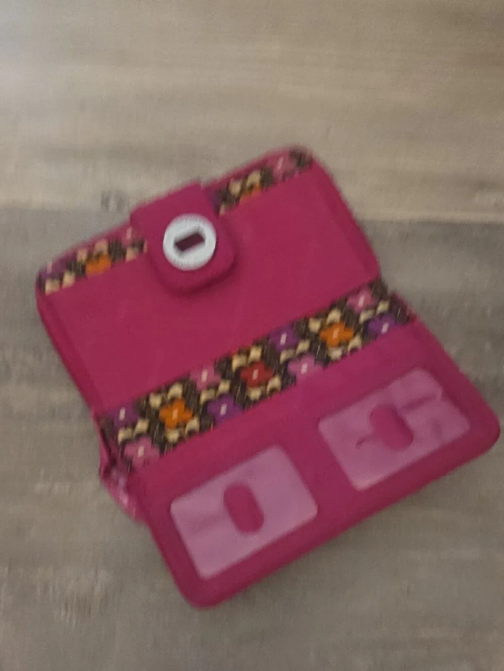 Vera Bradley Hot Pink Quilted Zip Card Holder Wallet
